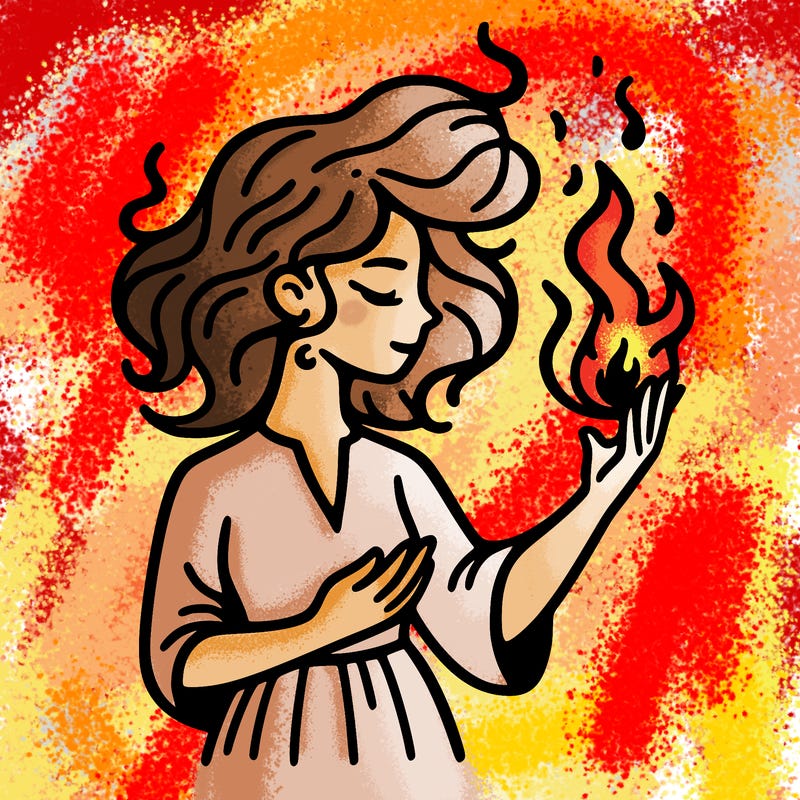 woman with fire