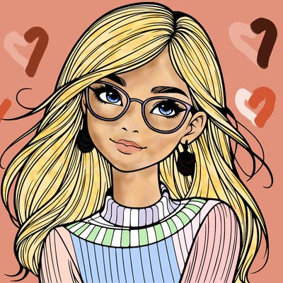 realistic girl with glasses