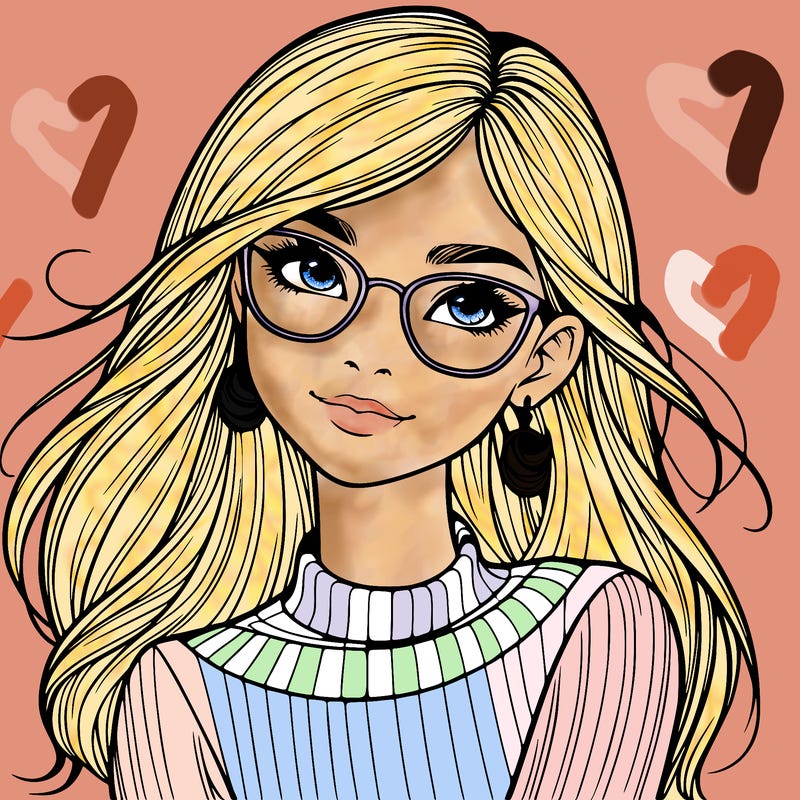 realistic girl with glasses