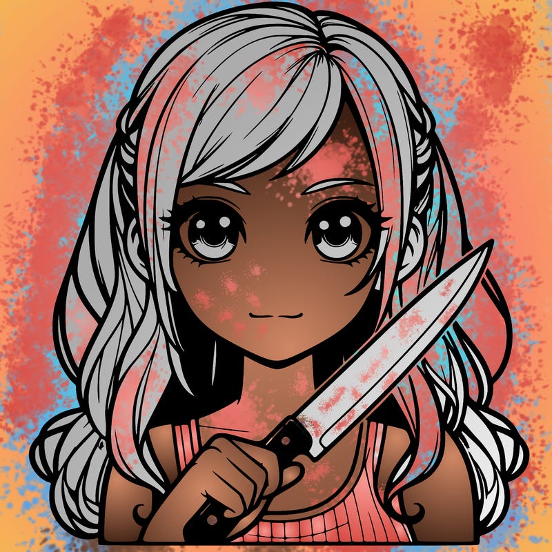 realistic girl holding a knife