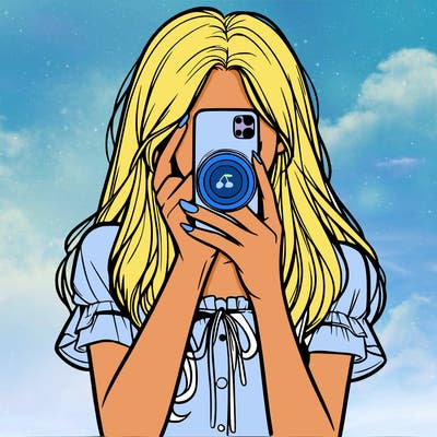 a realistic girl holding her phone taking pictures