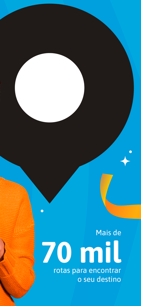 Buson: Passagens de ônibus - A promotional graphic for the Buson app stating it has more than 70,000 routes to help travelers find their destination.