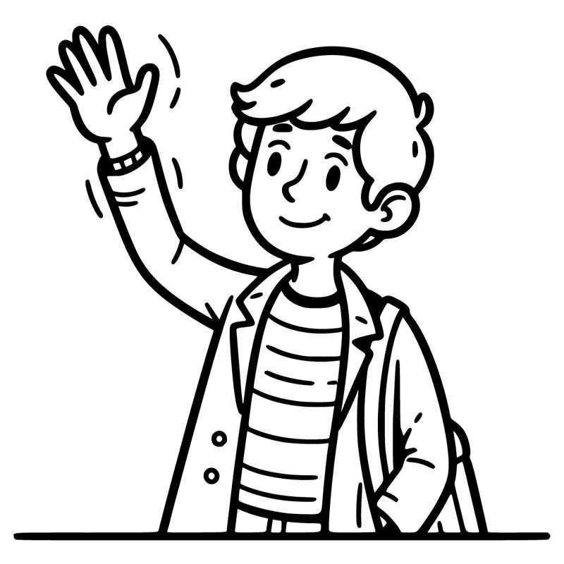 a man waving goodbye