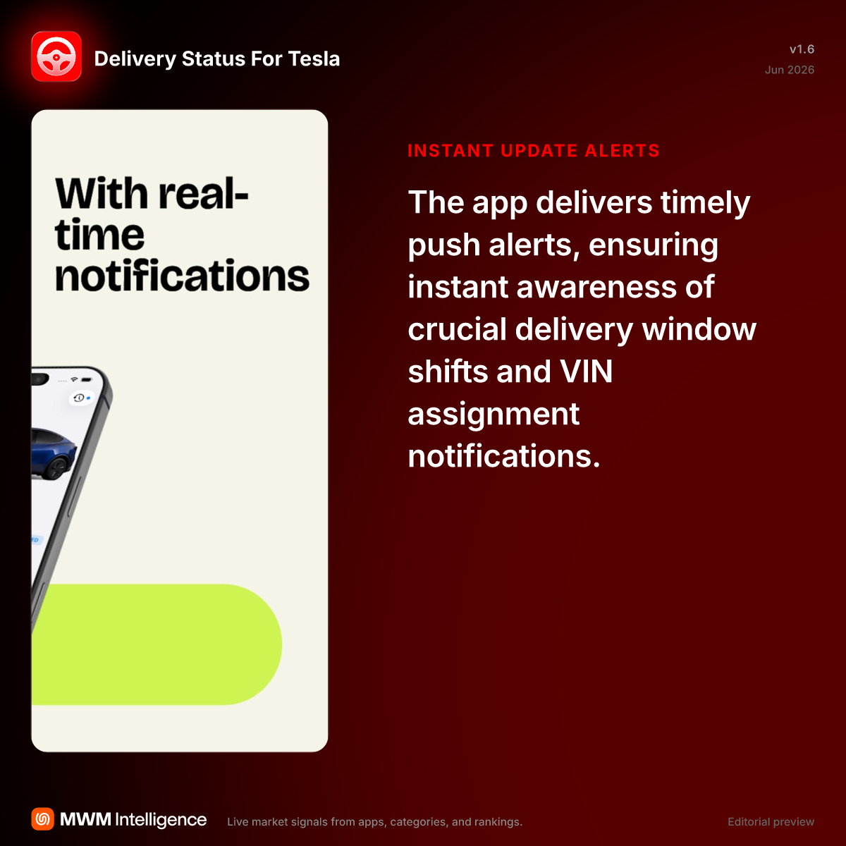 Delivery Status For Tesla - Utilities App | MWM