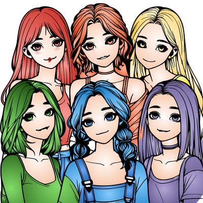 a group of girls realistic