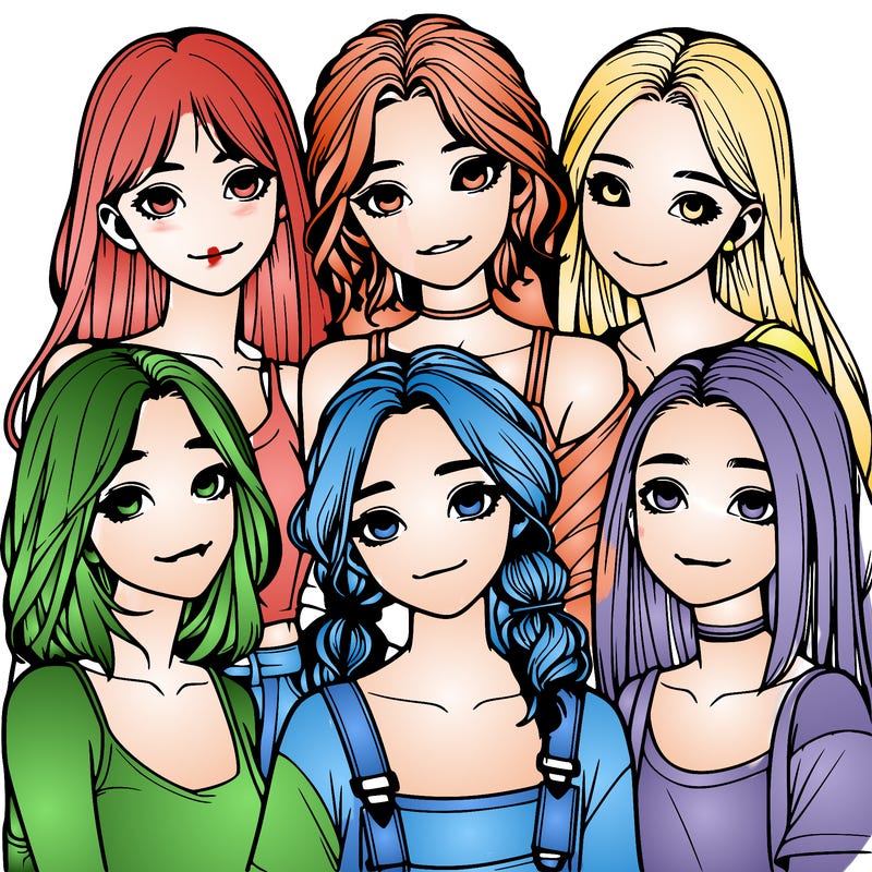 a group of girls realistic