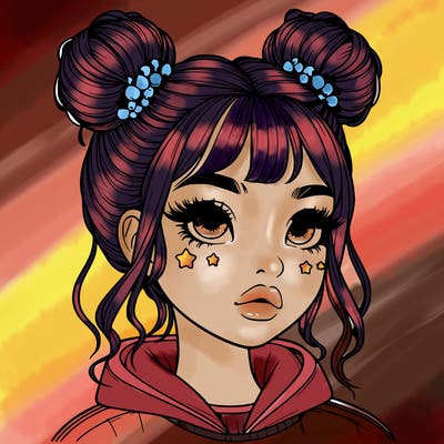 realistic girl with space buns