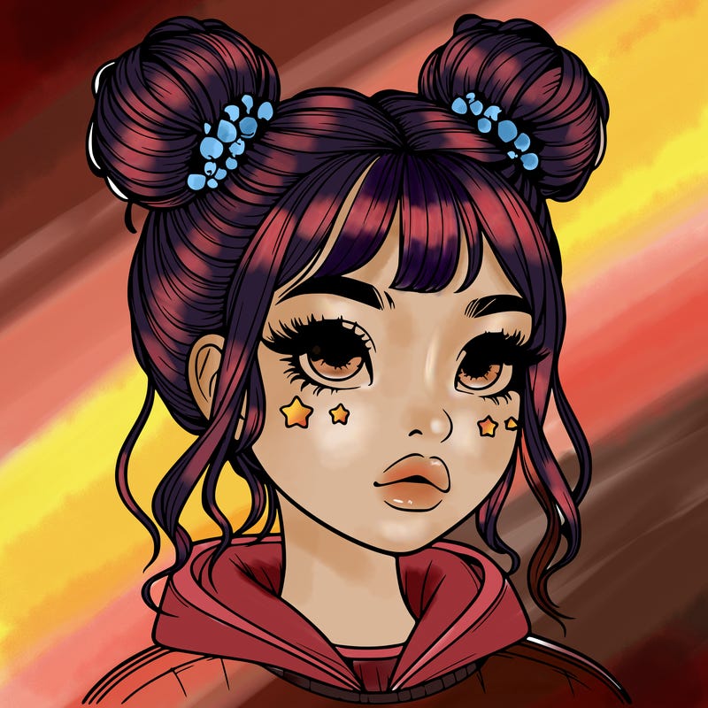 realistic girl with space buns