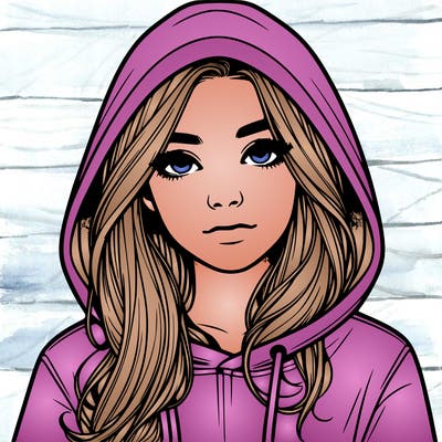 realistic girl with a hoodie