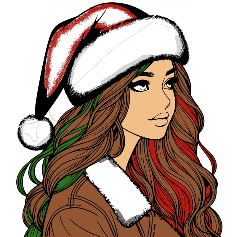 realistic girl in santa hat