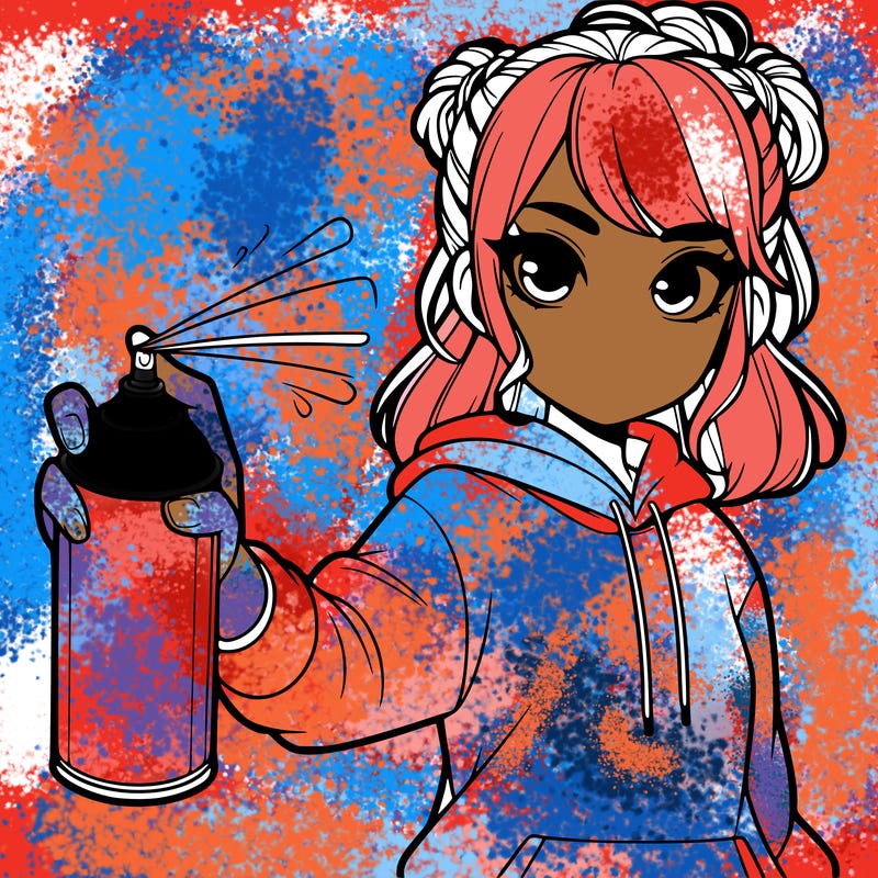 realistic girl is spray painting