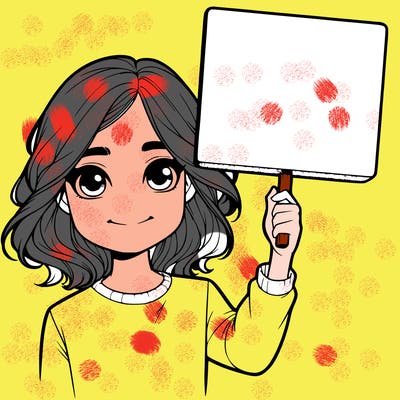 realistic girl holding up a sign