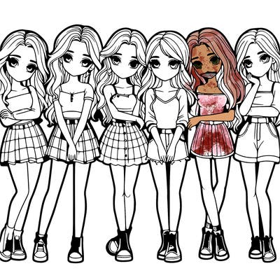 a group of girls realistic