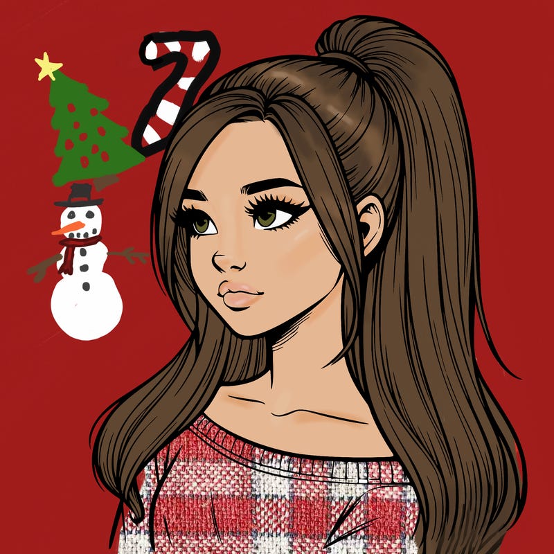 realistic girl with a high ponytail