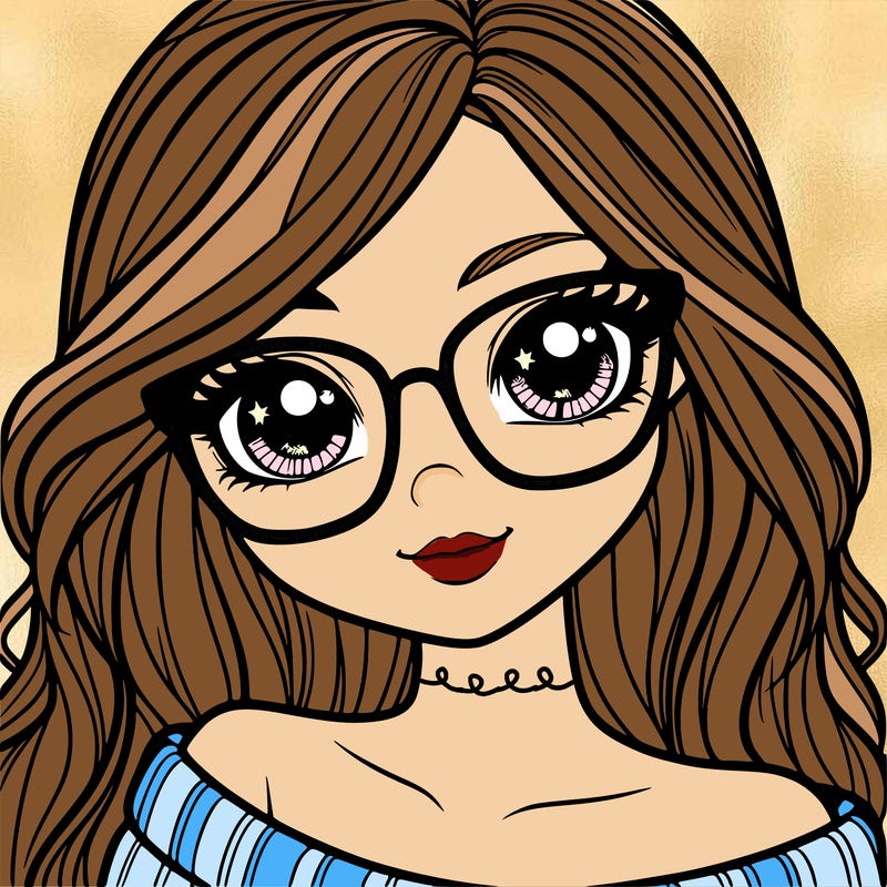 girl with beautiful eyes, hair, and glasses