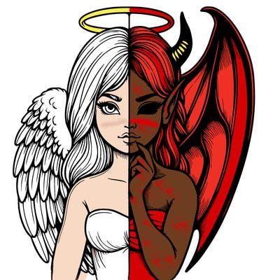 realistic angel half demon