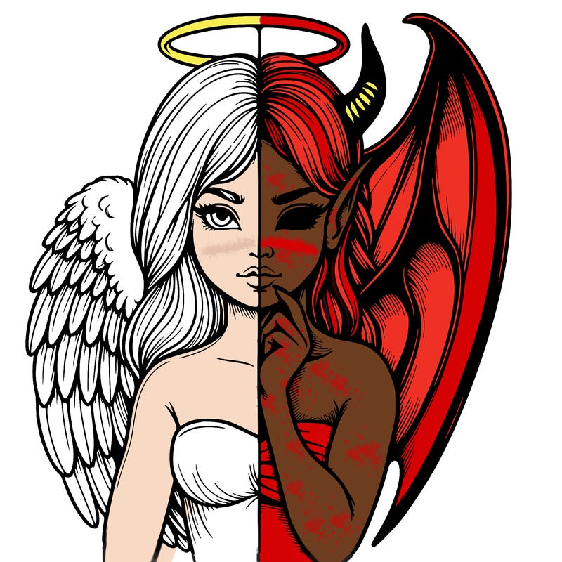 realistic angel half demon