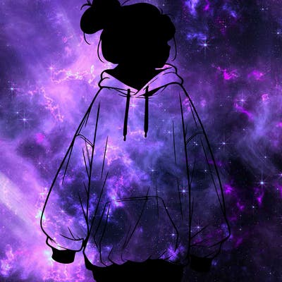 realistic girl with a oversized sweatshirt on and a bun