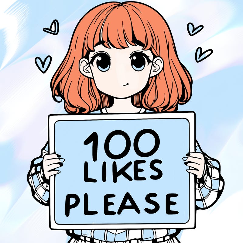 a girl holding a sign saying 100 likes please