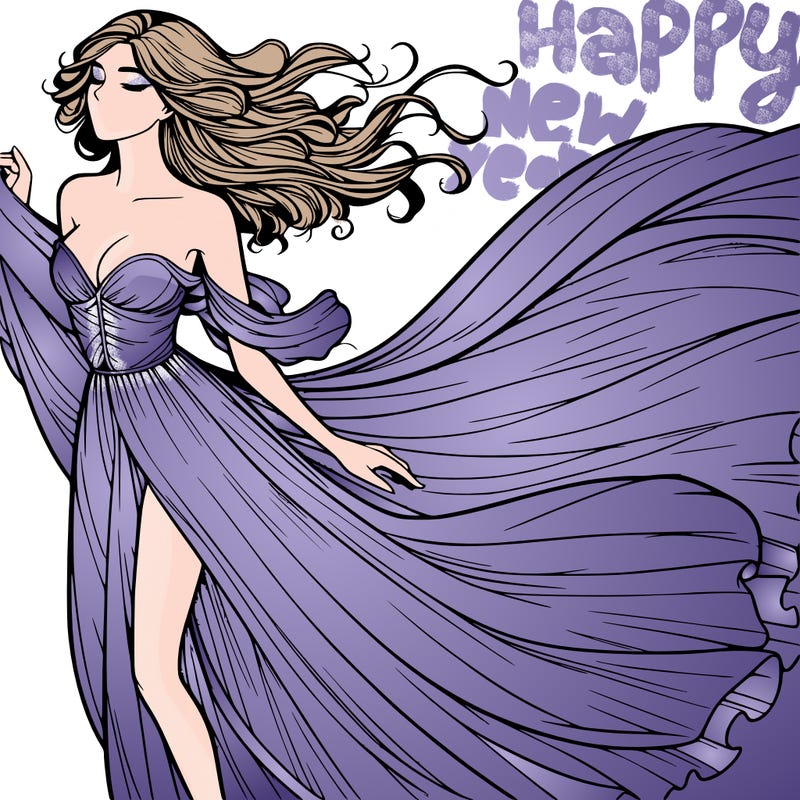realistic woman in dress flowing the the wind