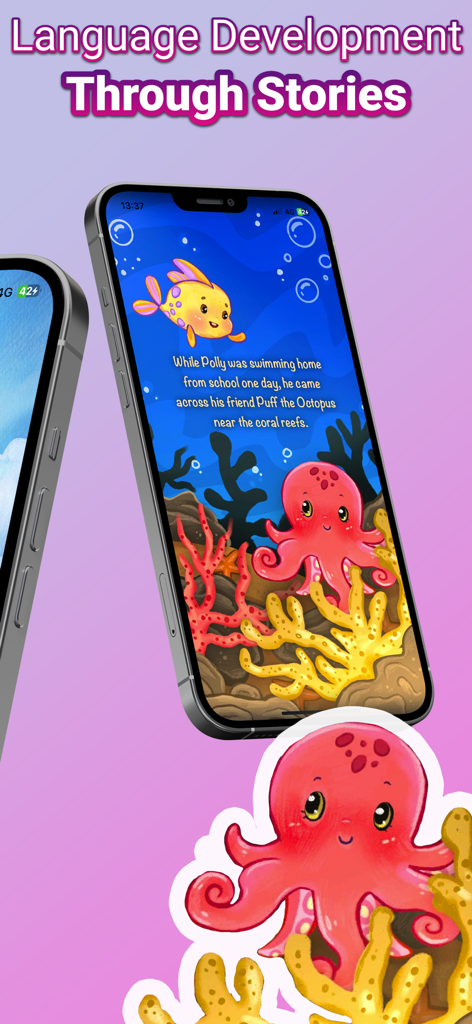 TellPal: Kids Bedtime Stories - Underwater story illustration with a fish and octopus for children language development