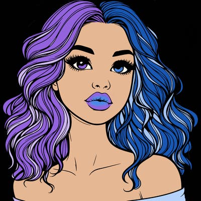 realistic girl with wavy hair and lips