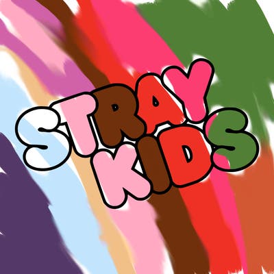 bubble letters saying stray kids