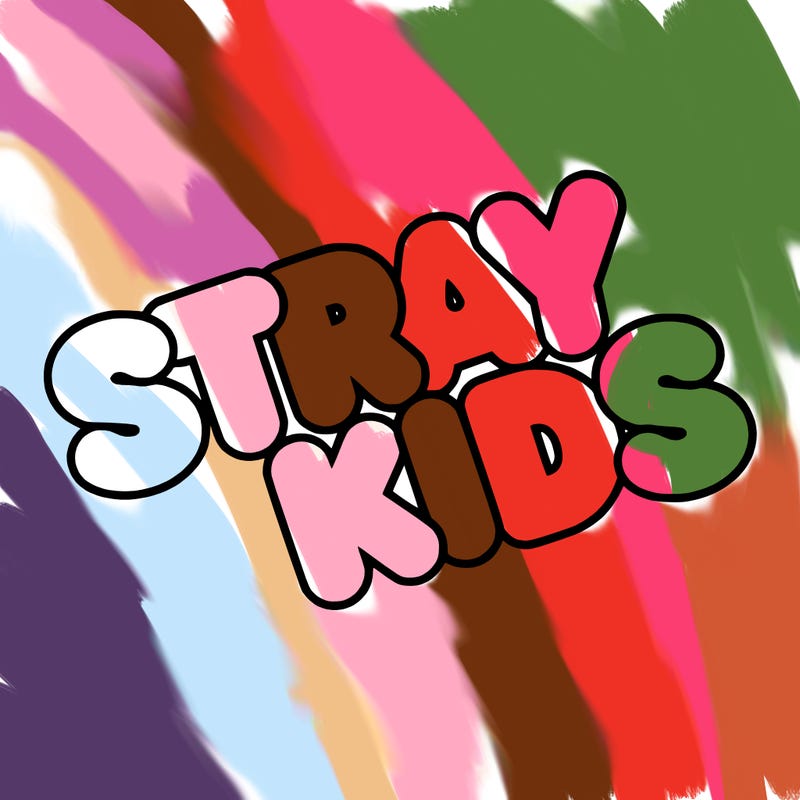 bubble letters saying stray kids
