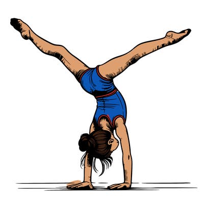 realistic gymnastic hand stand girl in four splits