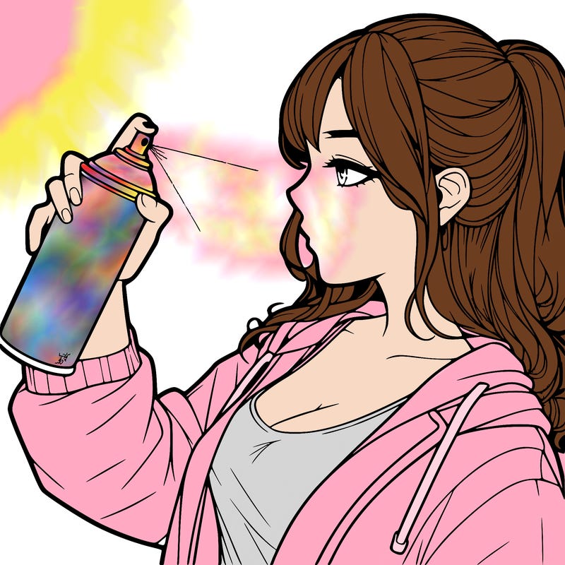 a realistic girl spray, painting
