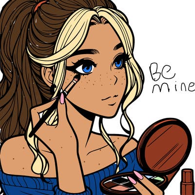 a realistic girl doing her makeup