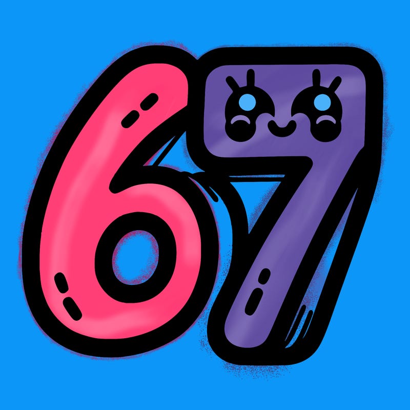 the numbers 67