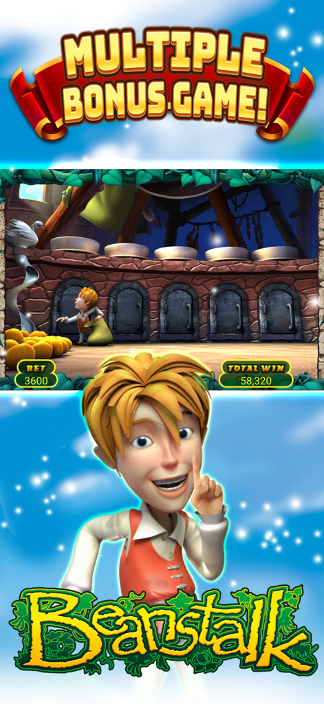 PENNY ARCADE SLOTS - Tela do jogo de bônus Beanstalk do Penny Arcade Slots com o personagem Jack e ganhos de slots