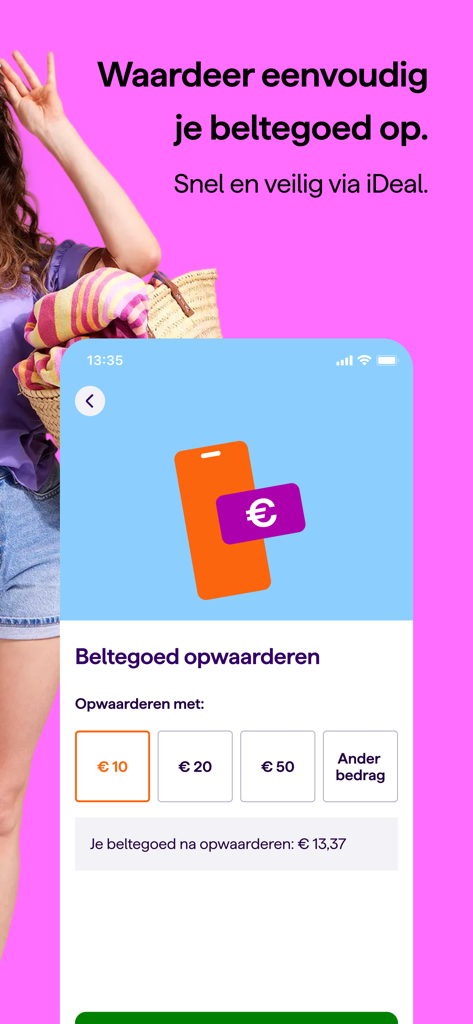 Interfaz de la app Mi Simyo para recargar crédito móvil prepago de forma fácil y segura.