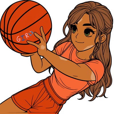 realistic girl playing basketball