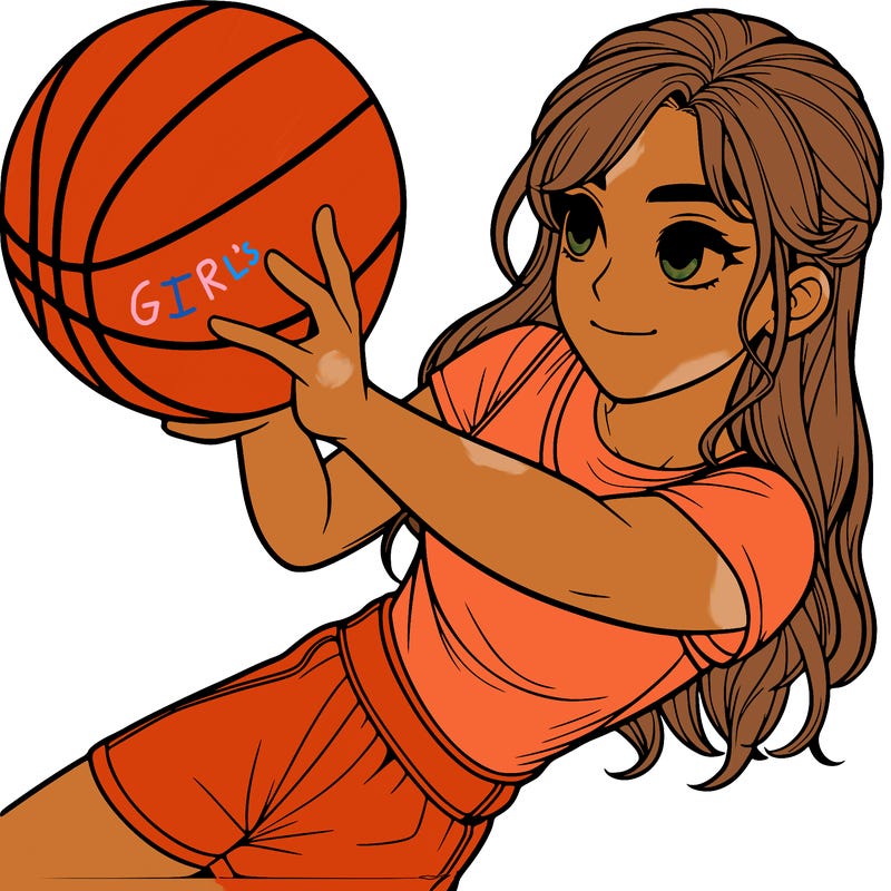 realistic girl playing basketball