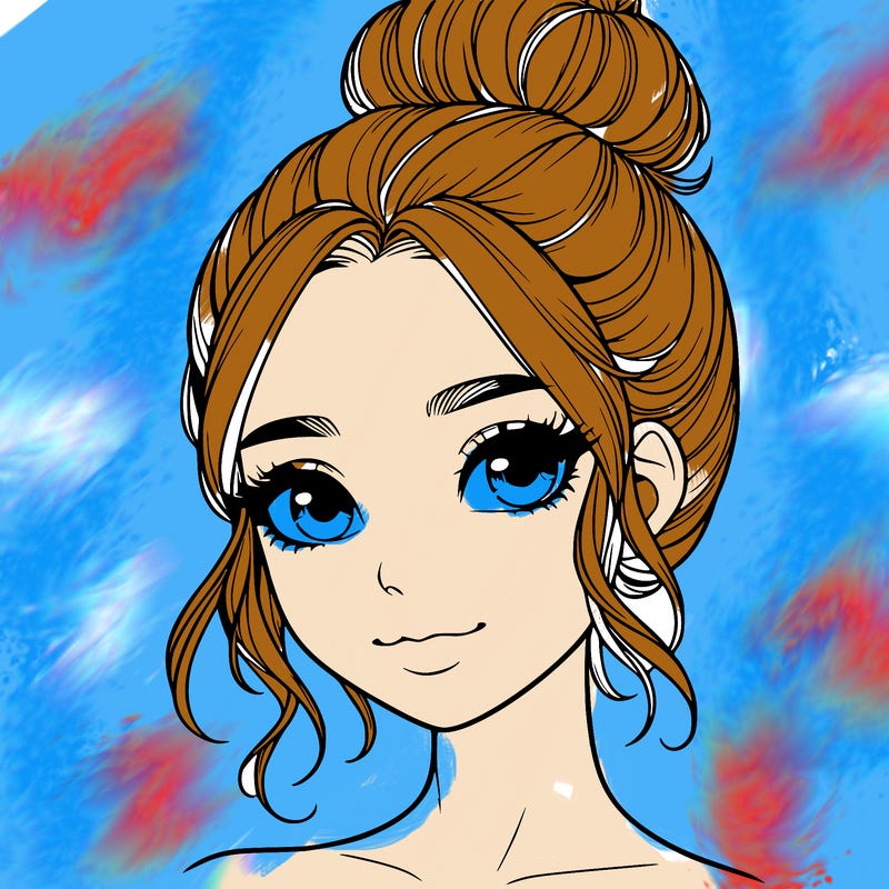 realistic pretty girl with hair in bun