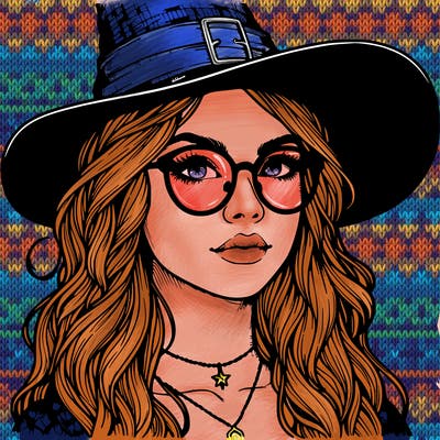 a witch with glasses realistic