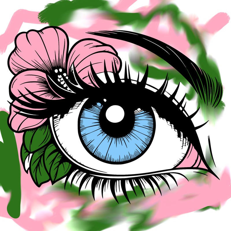realistic eye with flower