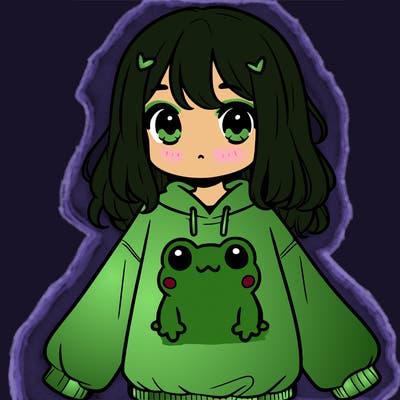 girl wearing frogging sweatshirt