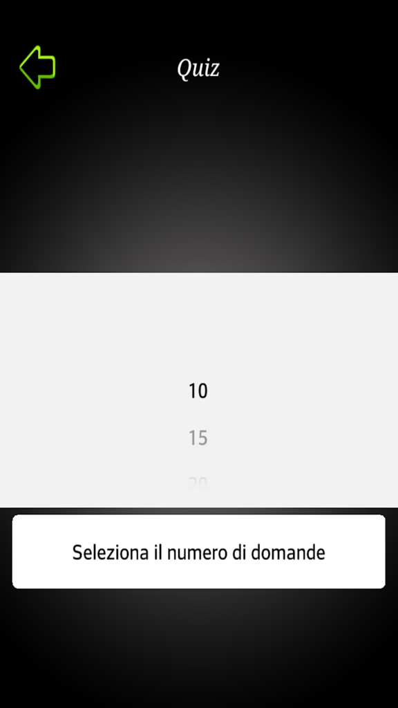 Auswahlbildschirm für die Anzahl der Fragen in der Islam Quiz App