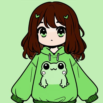 girl wearing frogging sweatshirt