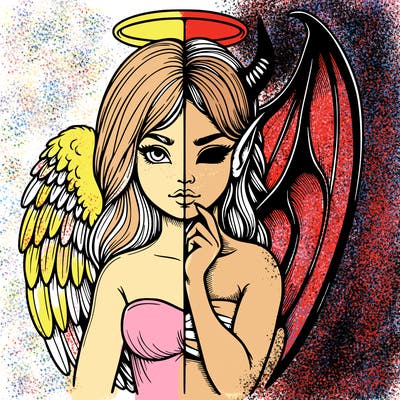 realistic angel half demon