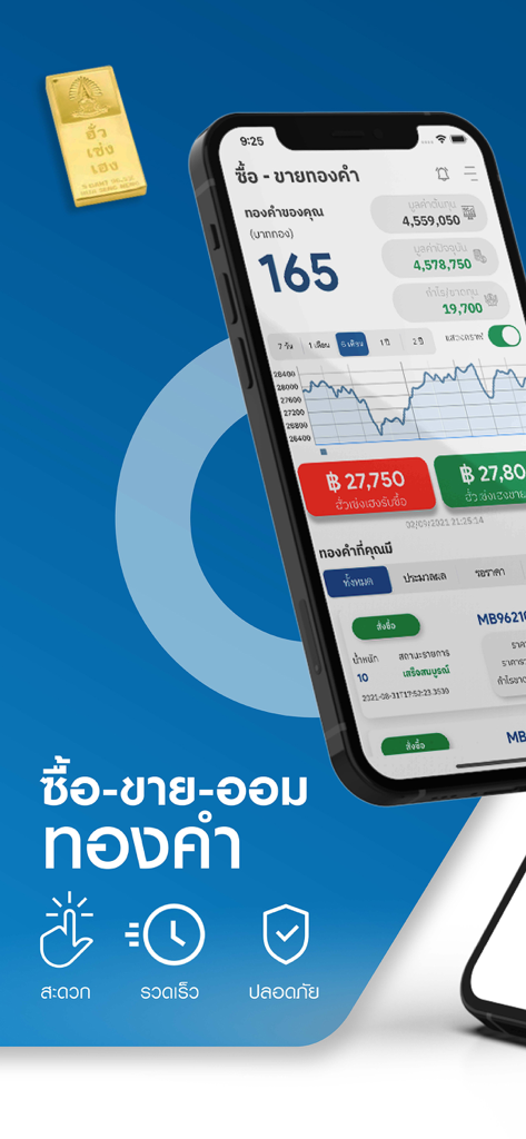 Mobile interface of the GOLD NOW app showing real-time gold price charts and trading options