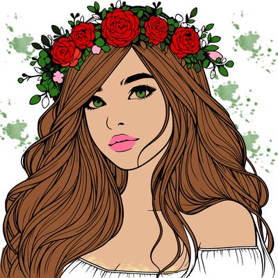 realistic girl with flower crown