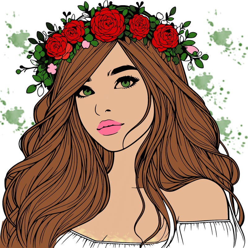 realistic girl with flower crown
