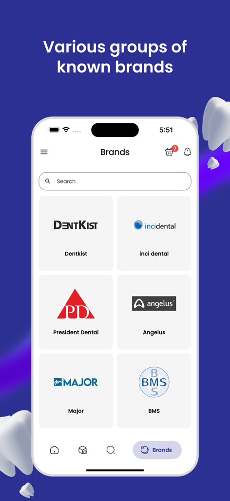 Liste bekannter Dentalmarken, die in der Sadeem Store App erhältlich sind