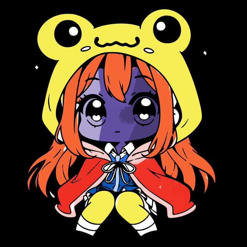 chibi girl with frog hoodie