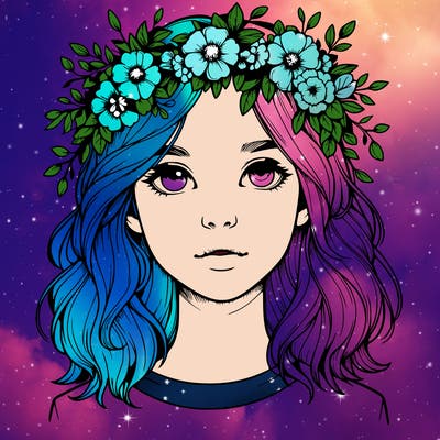 realistic girl with flower crown