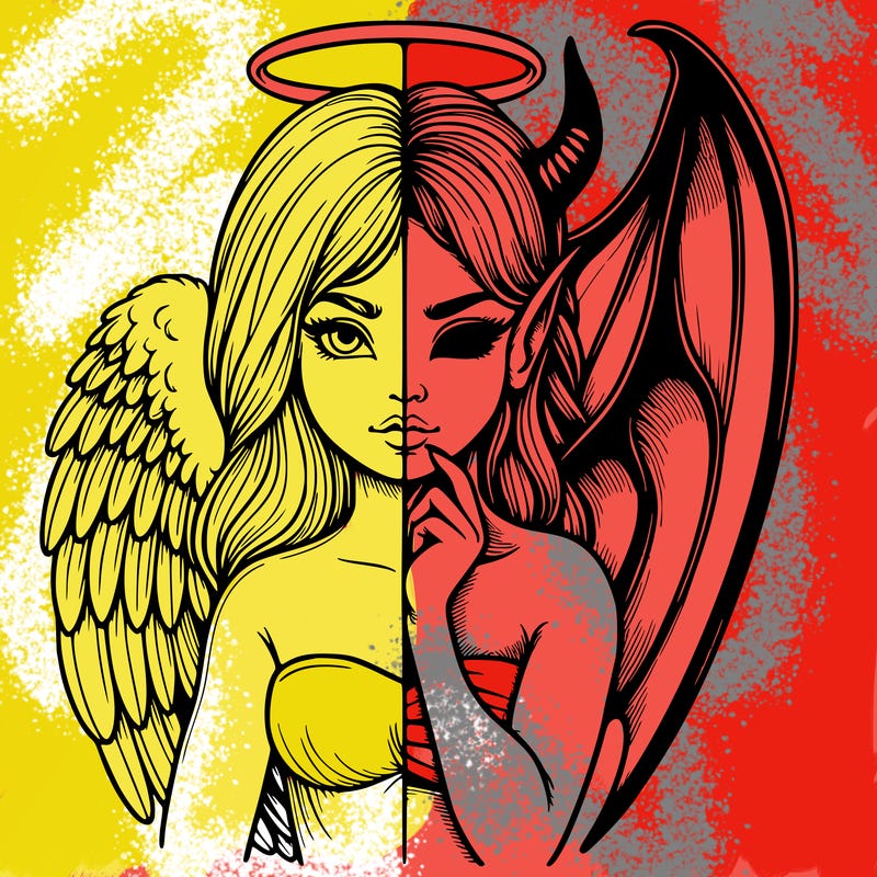 realistic angel half demon